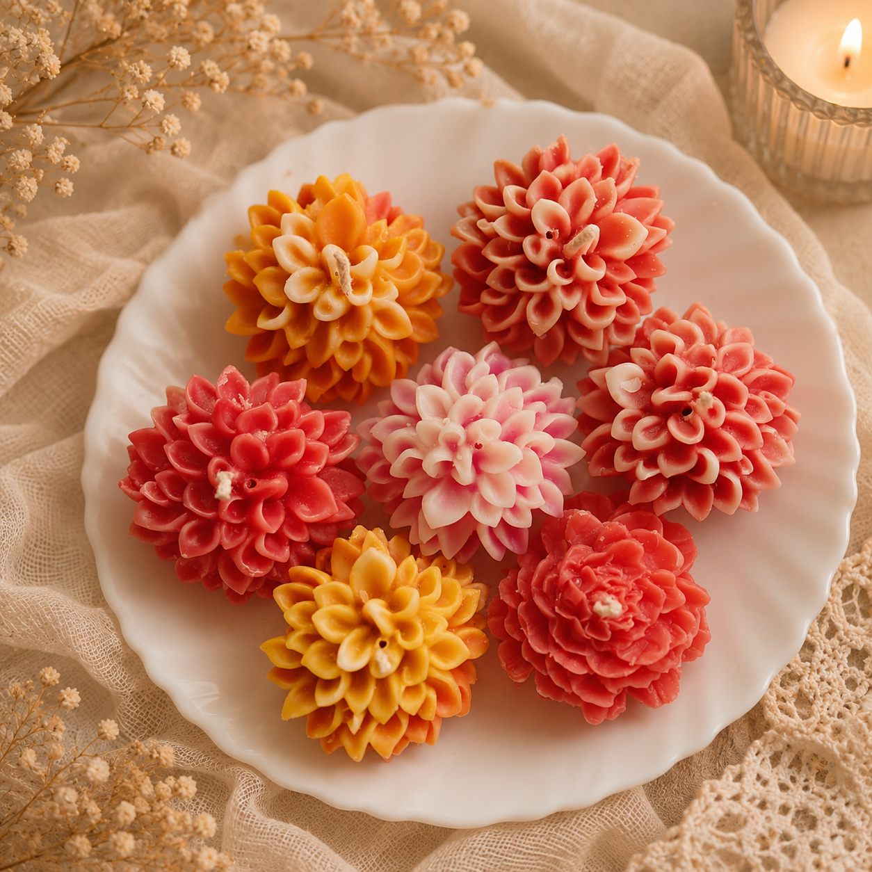 Charming marigold candle