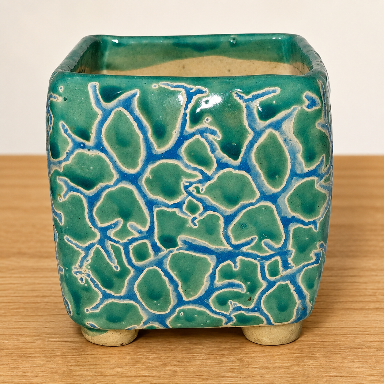 Sea green glazed ceramic planter
