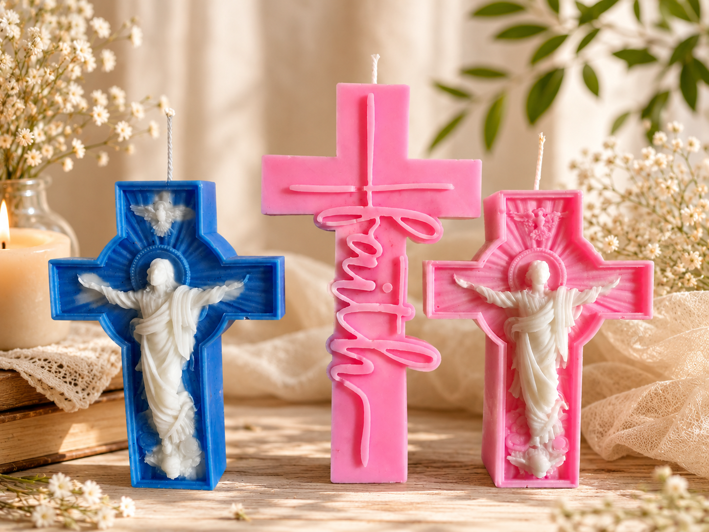 Cross-Shaped Jesus Candles