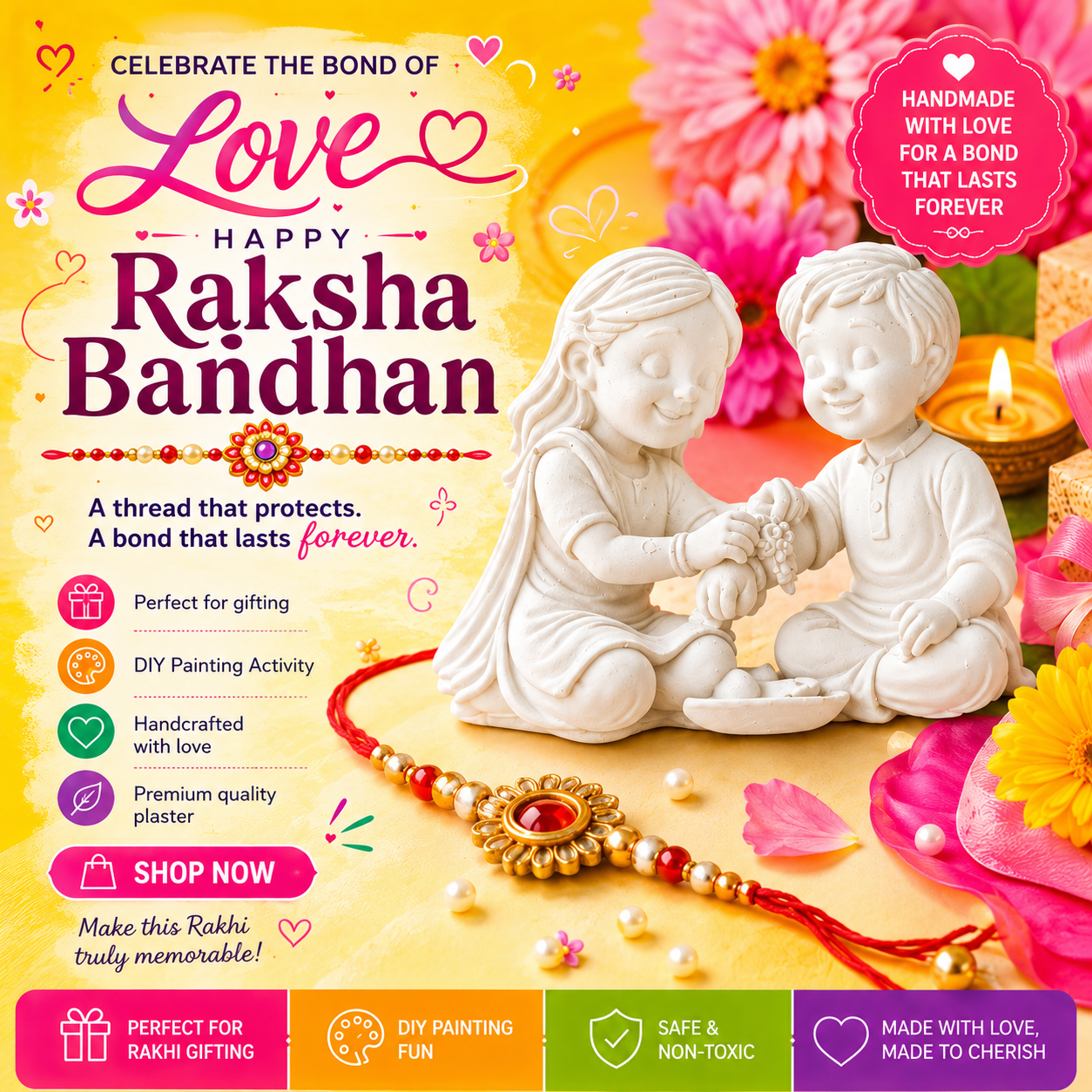 DIY Raksha Bandhan Plaster Figurine